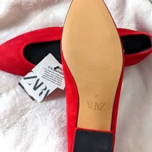 Zara Red Pointed Flat shoes